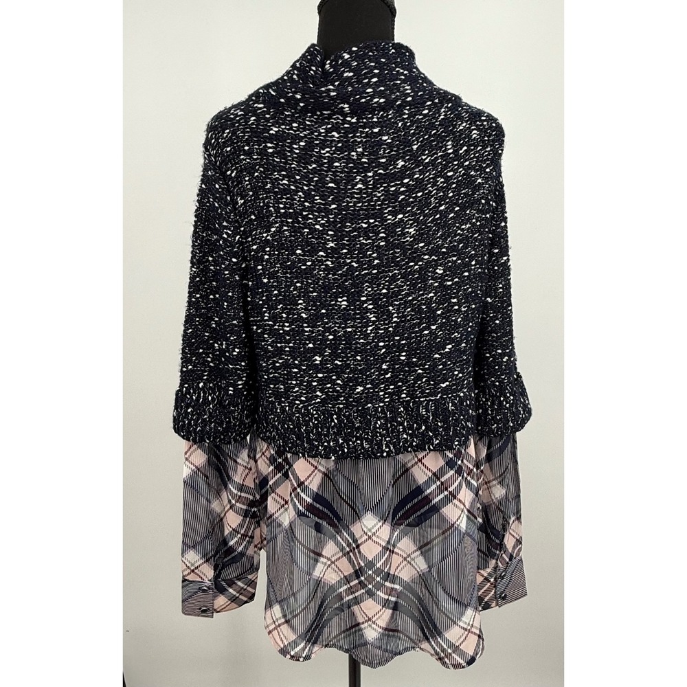 N Y & Co 7th Ave 2-in-1 Layered Look Metallic Knit Sweater L Preppy Office Y2k - Picture 14 of 15
